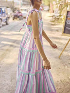 Tied Contrast Wide Strap Cami Dress - Delanoir