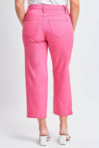 YMI Jeanswear Full Size Mid-Rise Hyperstretch Cropped Straight Pants - Delanoir