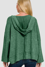 Zenana Brushed Hacci Exposed Seam Hoodie - Delanoir