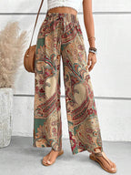 Printed Wide Leg Pants - Delanoir