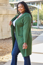 Basic Bae Full Size Hooded Sweater Cardigan - Delanoir