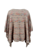 Round Neck Fringe Detail Sleeve Poncho - Delanoir