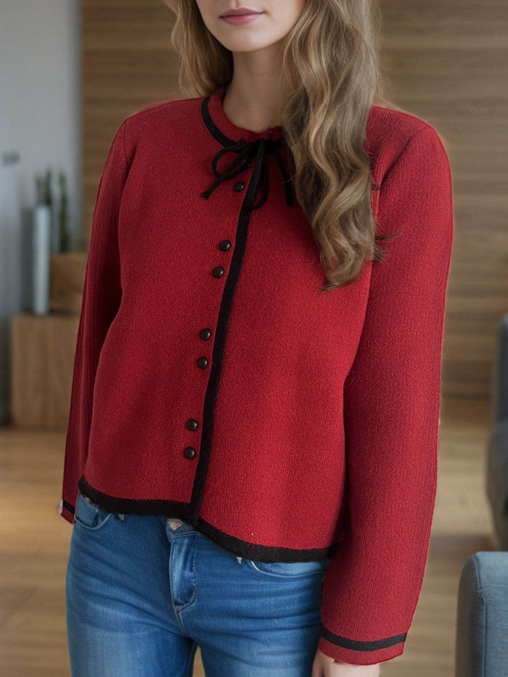 Button Down Long Sleeve Cardigan - Delanoir