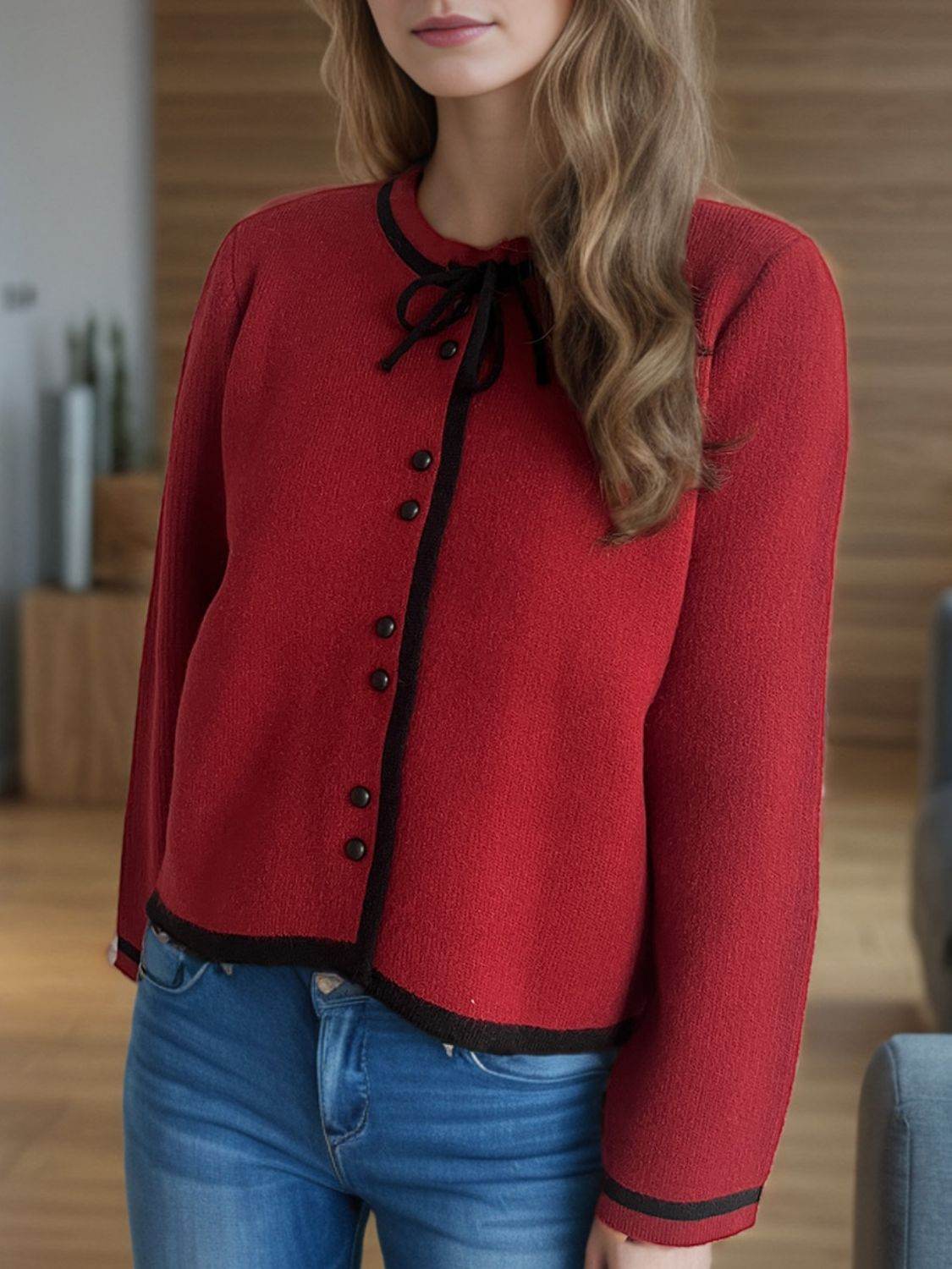 Button Down Long Sleeve Cardigan - Delanoir