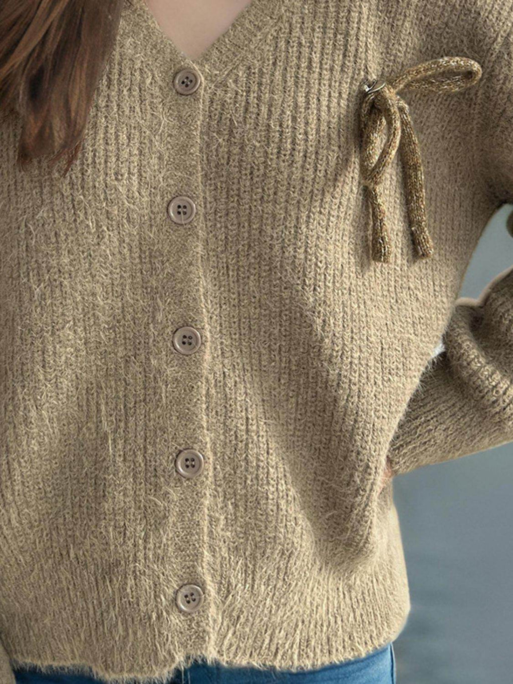 Button Down Long Sleeve Cardigan - Delanoir