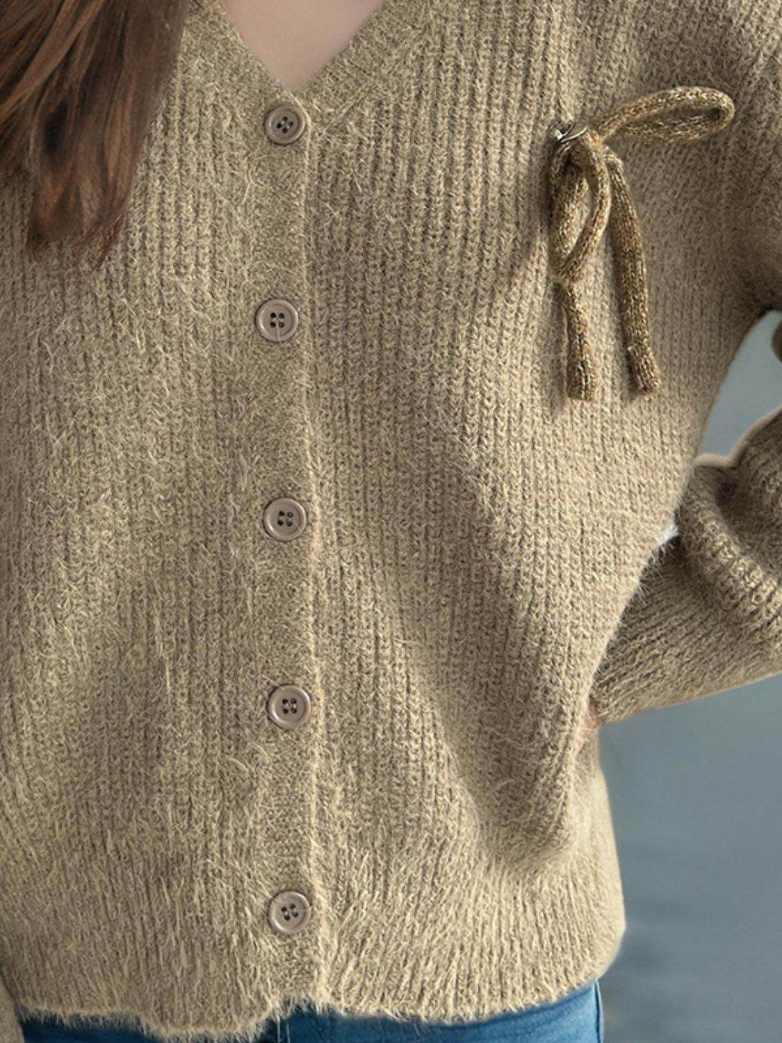 Button Down Long Sleeve Cardigan - Delanoir