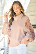 Hailey & Co Leopard Sleeve Color Block Knit Top - Delanoir