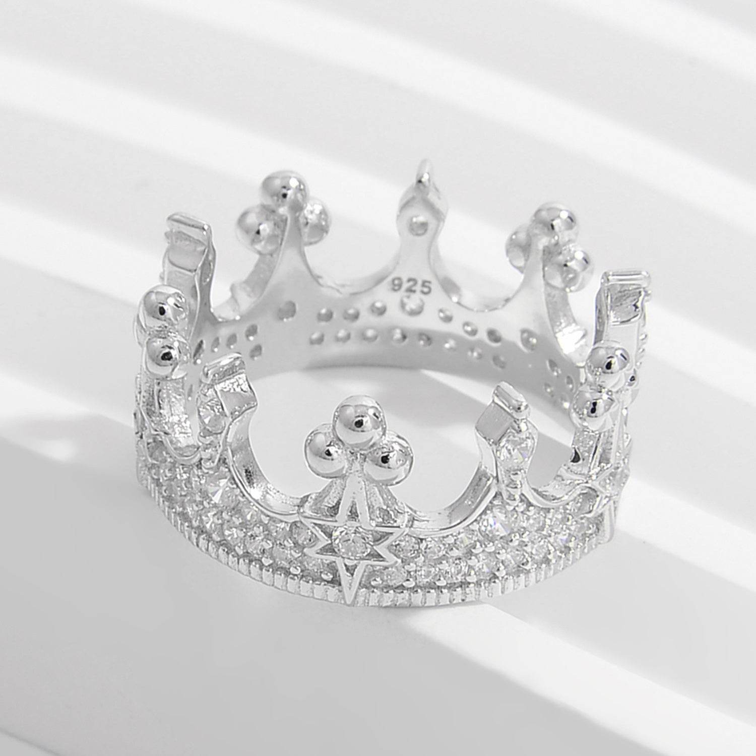 Crown Shape Zircon 925 Sterling Silver Ring - Delanoir