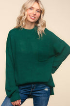 Haptics Full Size Mock Neck Side Slit Knit Top - Delanoir