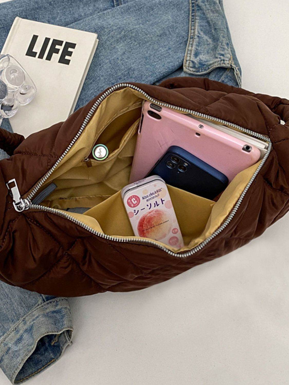 Quilted Polyester Crossbody Bag - Delanoir