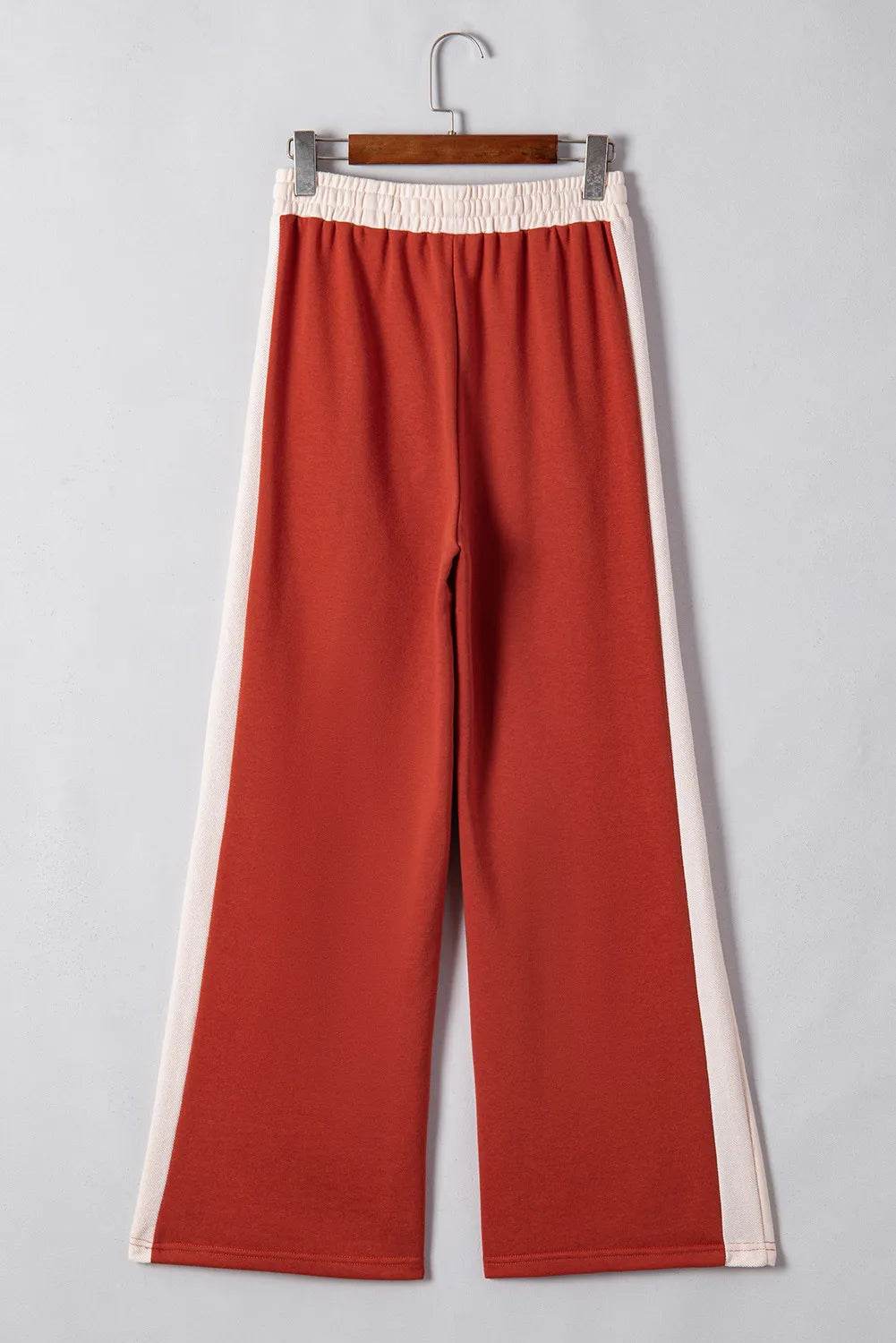Drawstring Contrast Wide Leg Pants - Delanoir