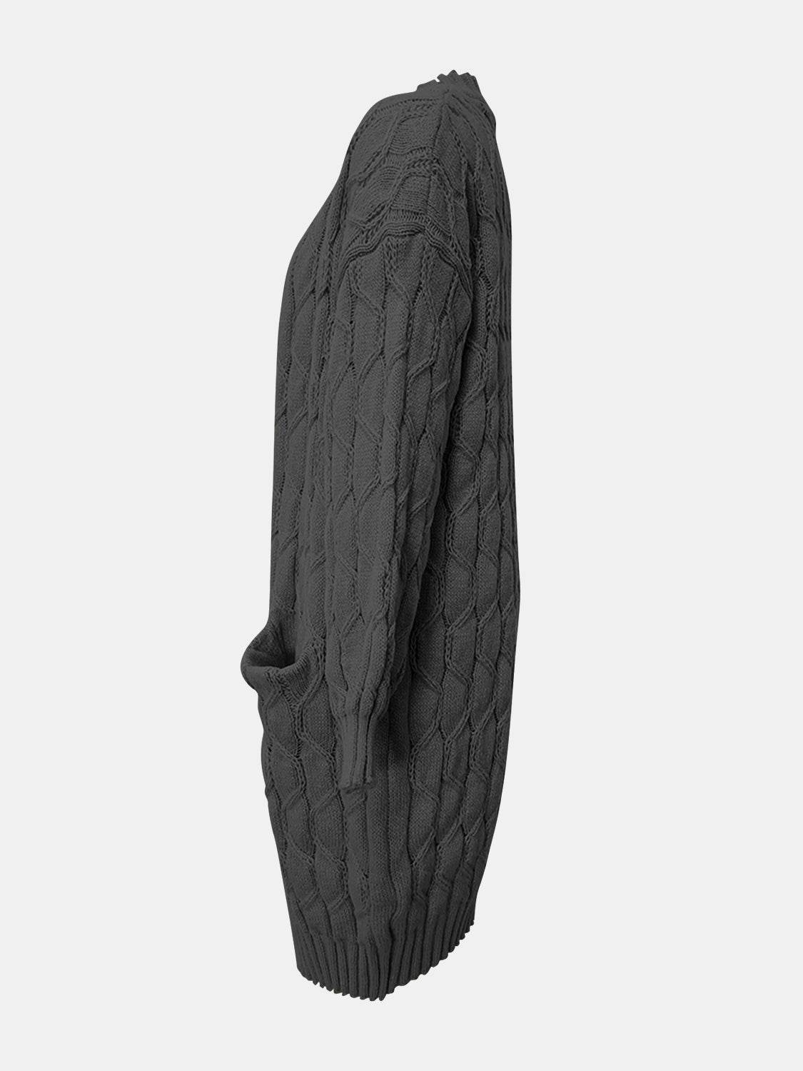 Open Front Long Sleeve Cardigan - Delanoir