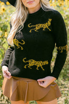 Animal Print Round Neck Sweater - Delanoir