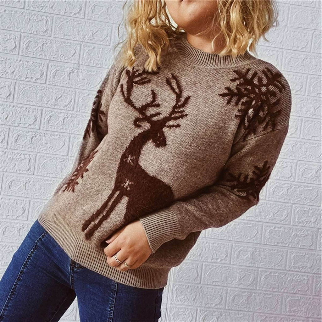 Reindeer and Snowflake Pattern Sweater - Delanoir
