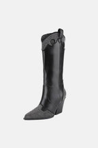 Weeboo Chunky Heel Rhinestone Decor Western Boots - Delanoir