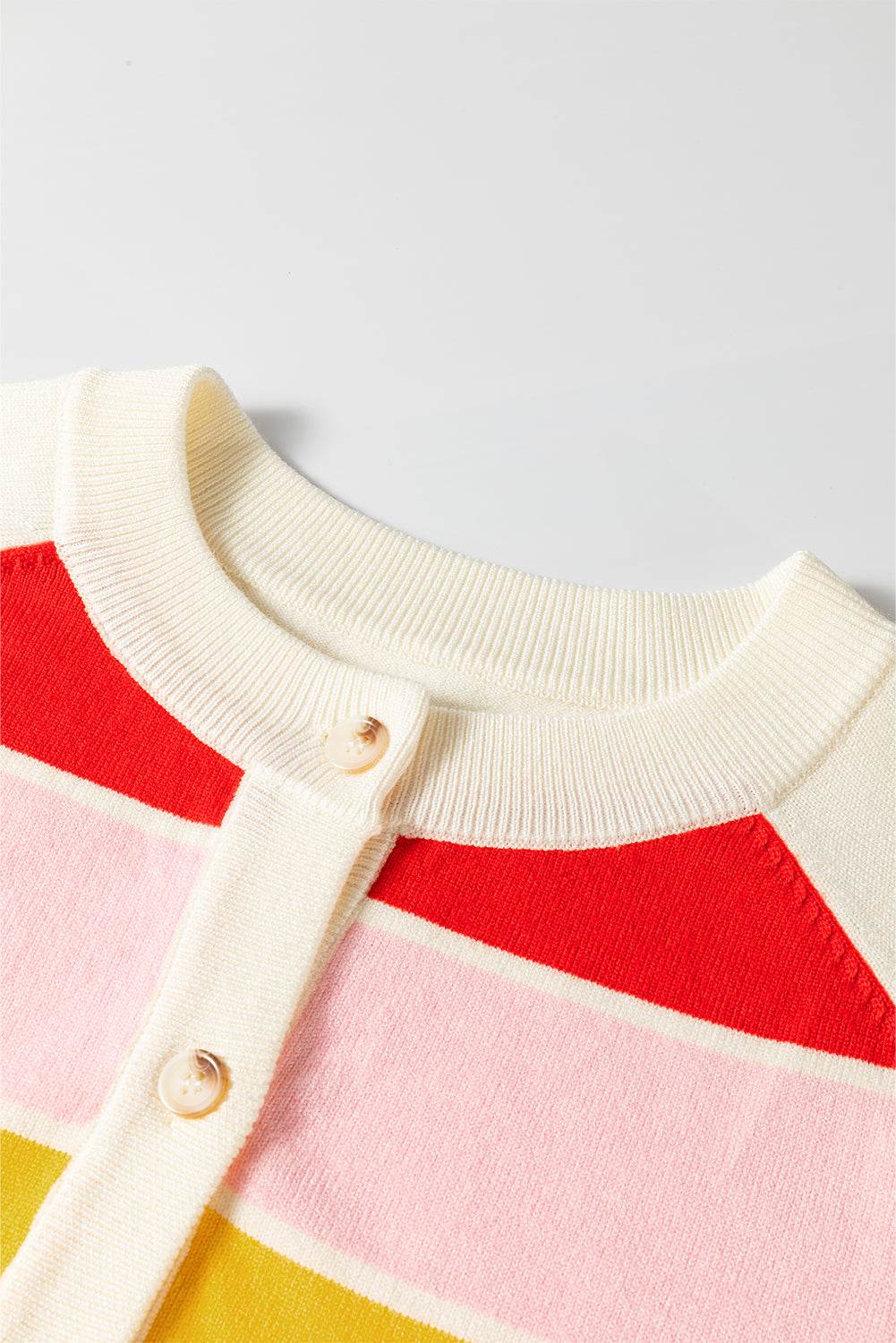 Contrast Button Down Long Sleeve Cardigan - Delanoir