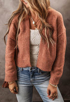 Slit Open Front Dropped Shoulder Cardigan - Delanoir