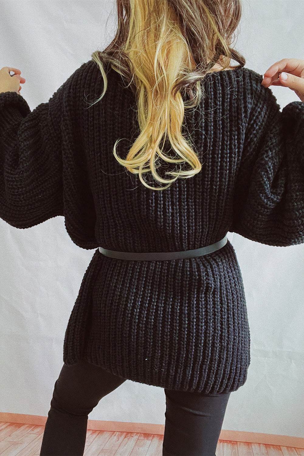 Boat Neck Dropped Shoulder Mini Sweater Dress - Delanoir