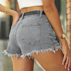 Raw Hem Distressed Denim Shorts - Delanoir