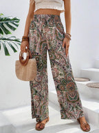 Printed Wide Leg Pants - Delanoir