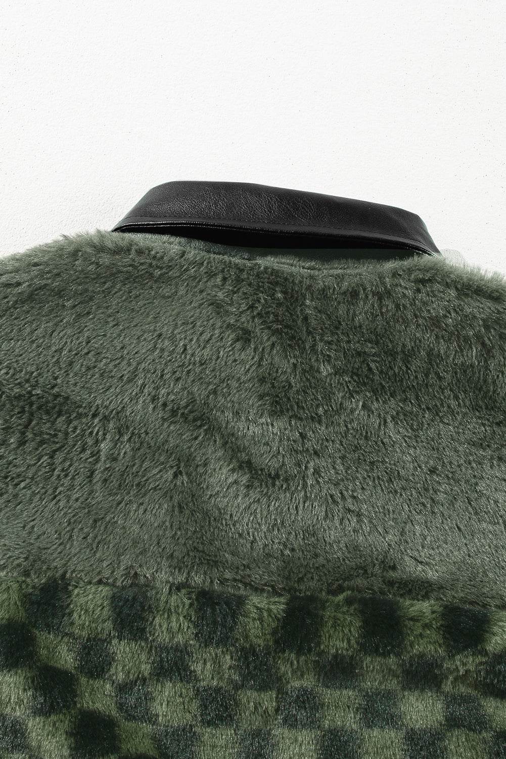Pocketed Checkered Collared Neck Snap Down Jacket - Delanoir