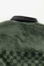 Pocketed Checkered Collared Neck Snap Down Jacket - Delanoir