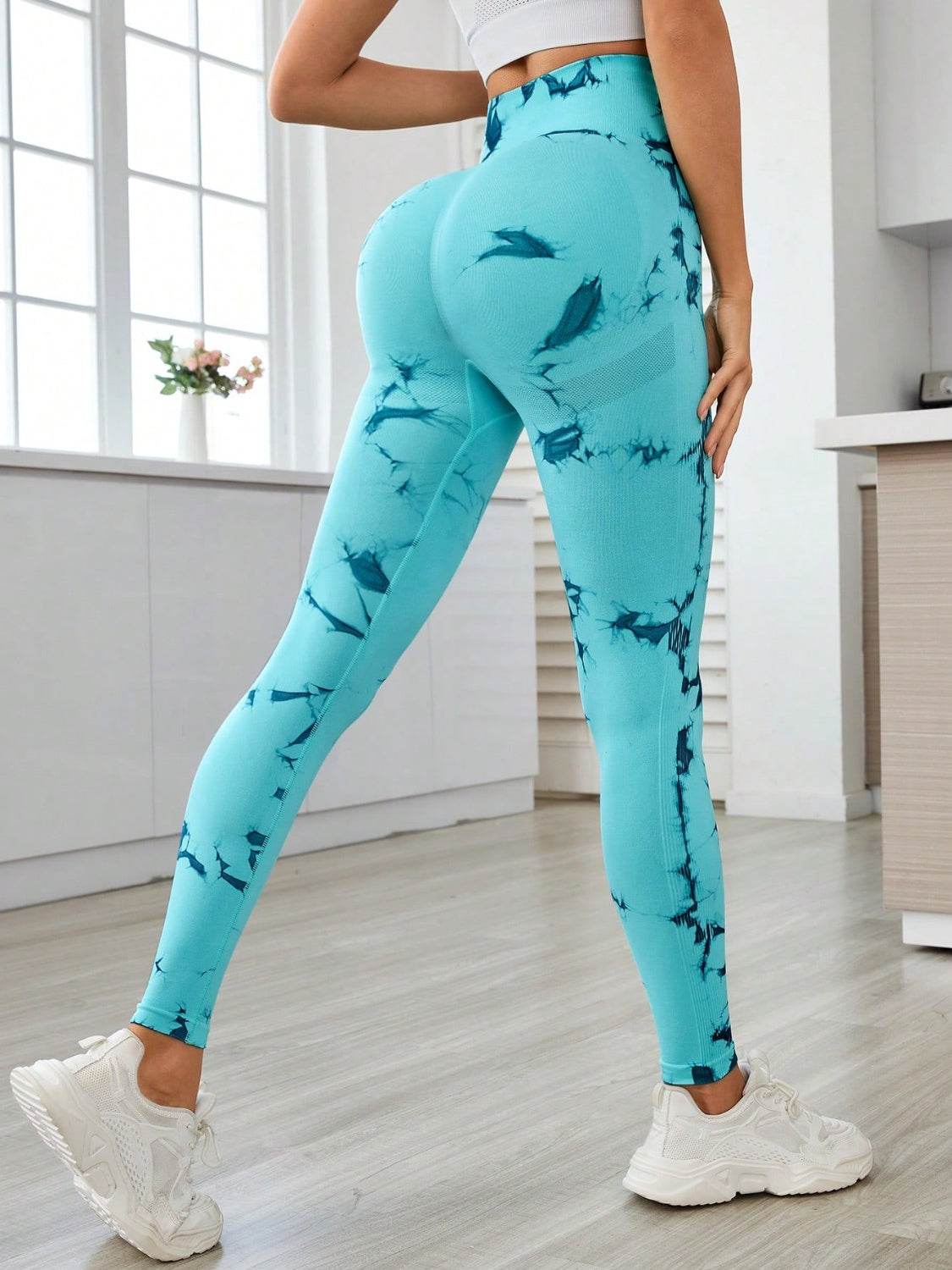 Printed High Waist Active Leggings - Delanoir