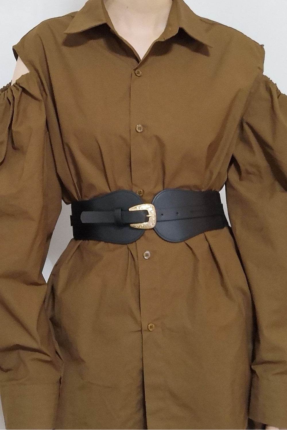 Wide Elastic Belt with Alloy Buckle - Delanoir
