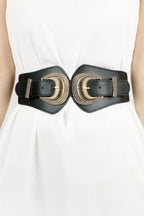 Shell Double Buckle Elastic Wide Belt - Delanoir