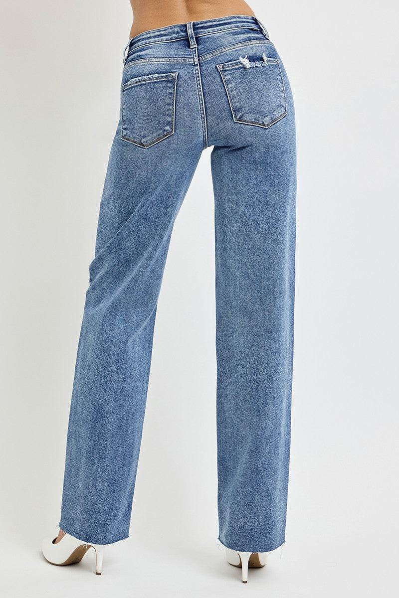 RISEN Full Size High Rise Straight Leg Jeans with Pockets - Delanoir