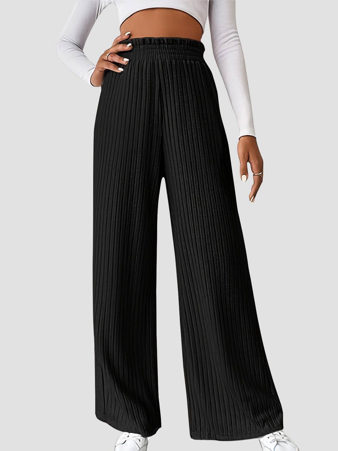 Ribbed High Waist Pants - Delanoir