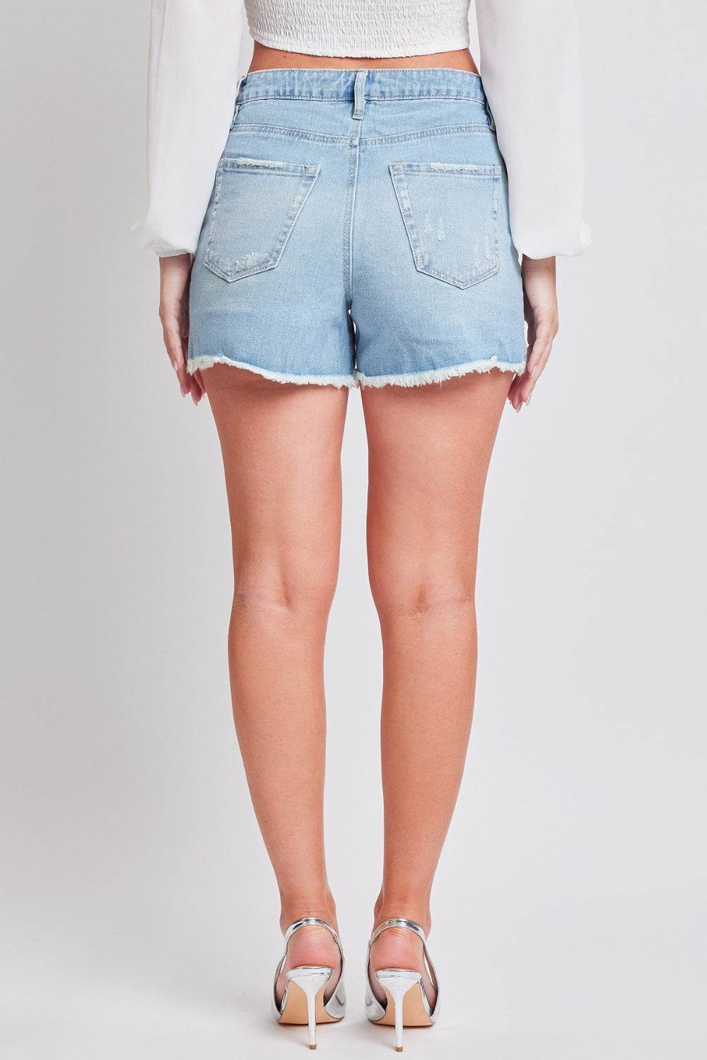 YMI Jeanswear Distressed Frayed Hem Denim Shorts - Delanoir