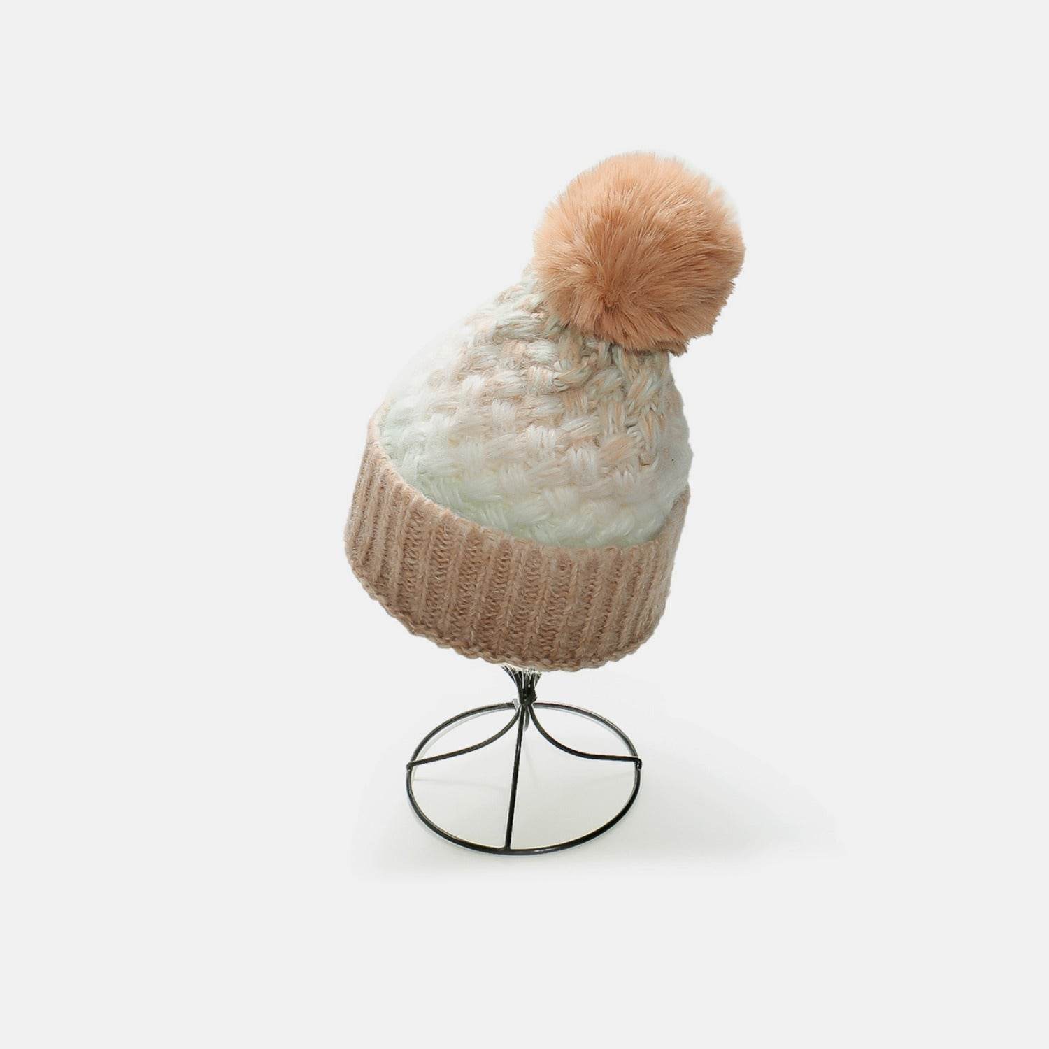 Gradient Knit Hat with Pompom - Delanoir