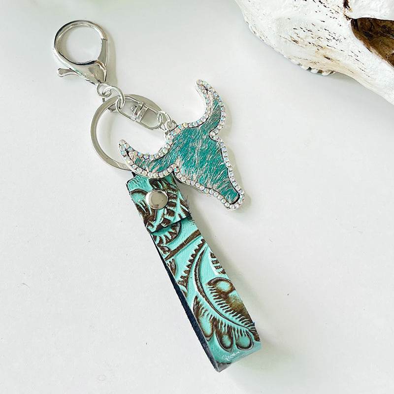 Rhinestone Bull Keychain - Delanoir