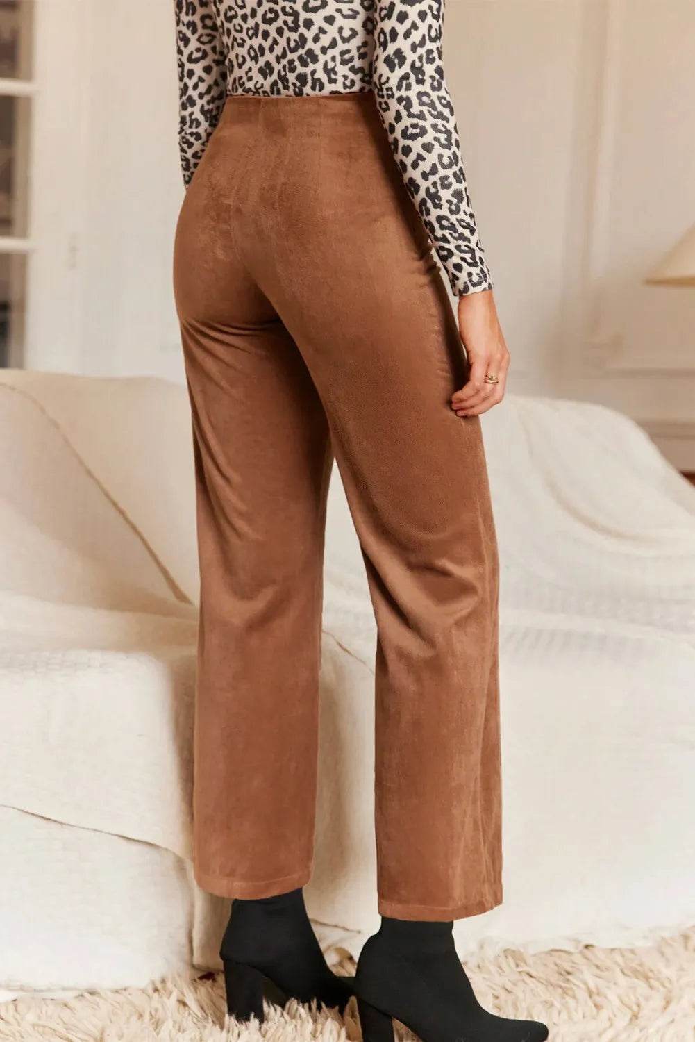 Decorative Button Straight Leg Pants - Delanoir