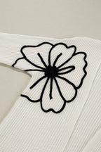 Full Size Flower Open Front Long Sleeve Cardigan - Delanoir