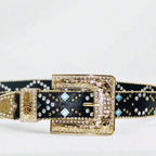 Rhinestone PU Leather Belt - Delanoir
