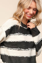 Haptics Striped Contrast Distressed Sweater - Delanoir