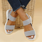 Rubber Open Toe Low Heel Sandals - Delanoir