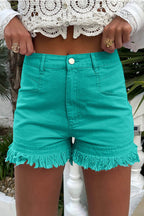 Raw Hem High Waist Denim Shorts - Delanoir