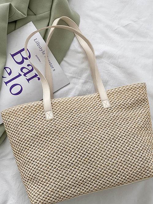 Solid Color Woven Tote Bag - Delanoir