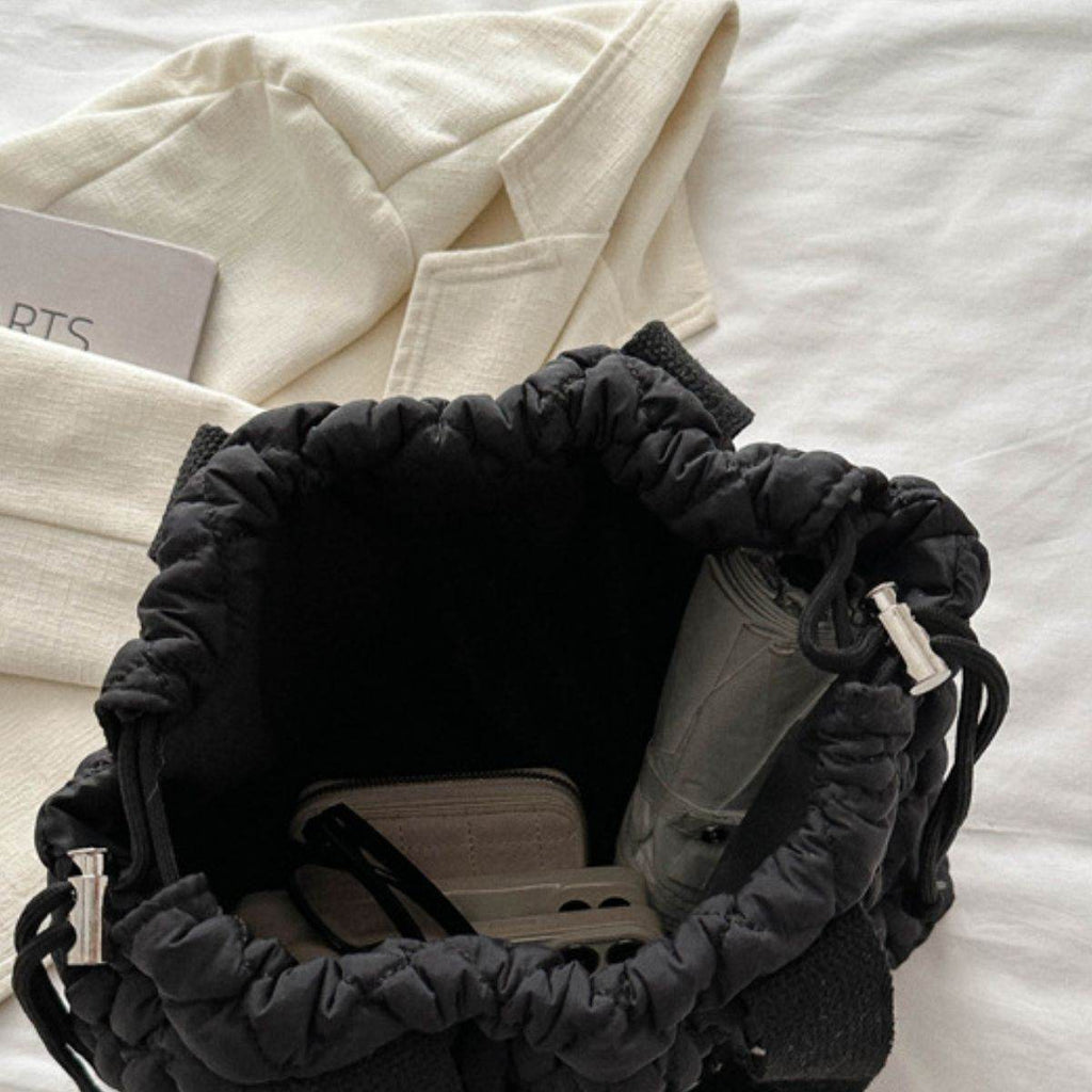 Drawstring Bubble Texture Tote Bag - Delanoir