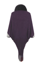 Striped Fringe Detail Long Sleeve Poncho - Delanoir