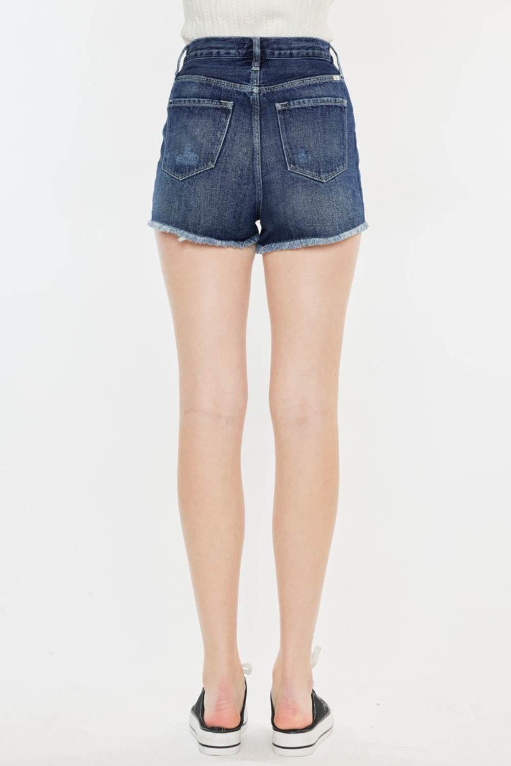 Kancan Raw Hem Button Fly Denim Shorts - Delanoir