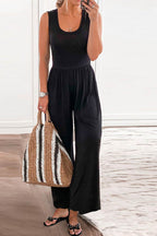 Full Size Scoop Neck Wide Strap Jumpsuit - Delanoir