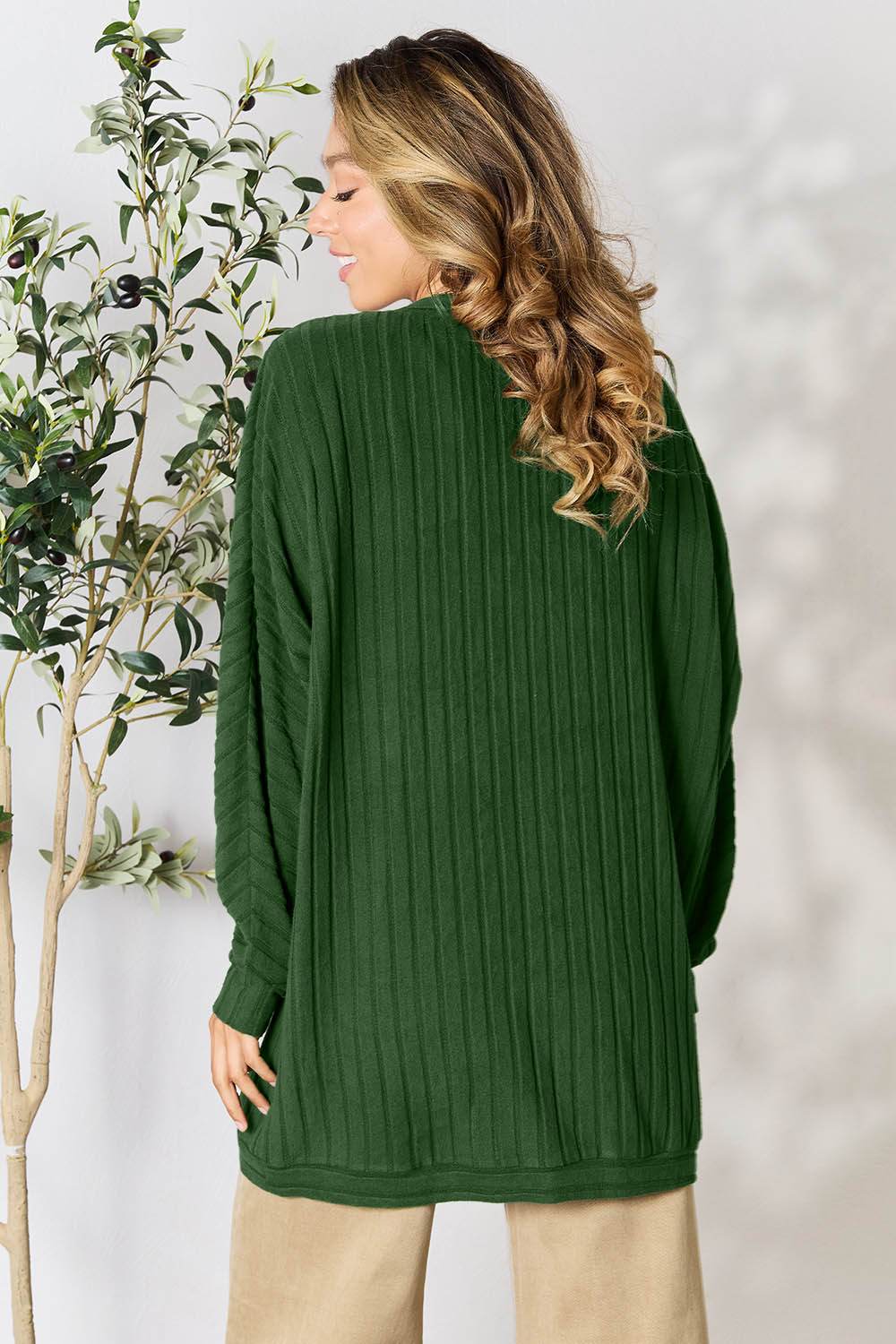 Basic Bae Full Size Ribbed Cocoon Cardigan - Delanoir