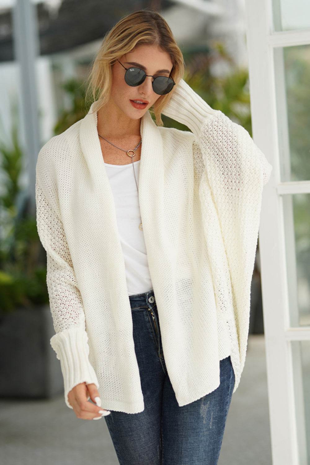 Open Front Batwing Sleeve Cardigan - Delanoir