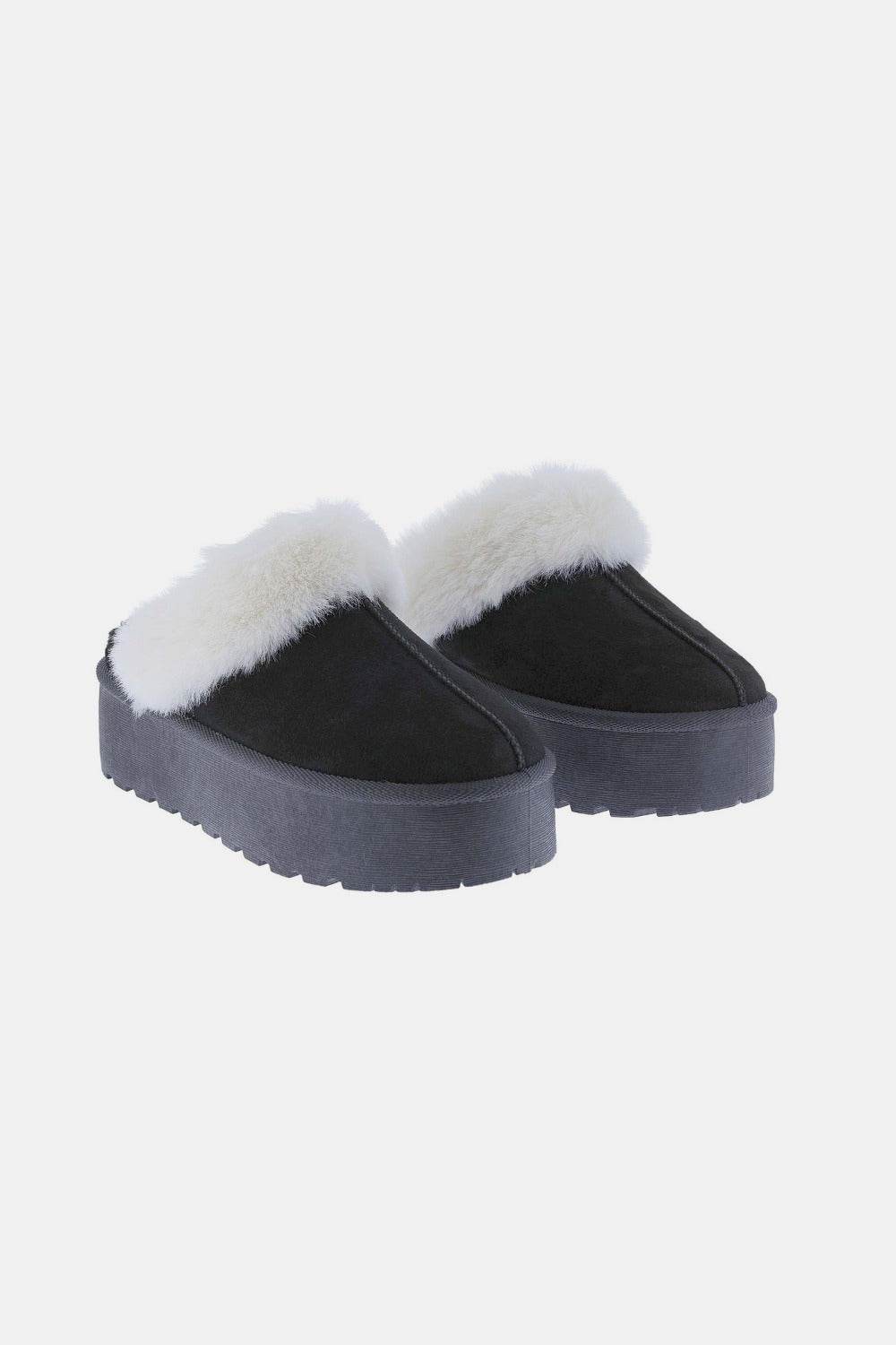 Weeboo Thick Bottom Fur Trim Snow Slippers - Delanoir