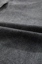 Raw Hem Midi Denim Skirt with Pockets - Delanoir
