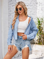 Button Up Long Sleeve Denim Jacket with Breast Pockets - Delanoir